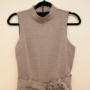 Tweed High-Neck Jumpsuit with Belt